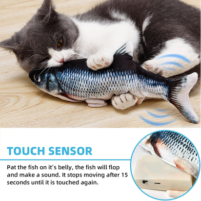 Cat Toys Flopping Fish with Catnip, Moving Cat Toy Interactive for Indoor Cats, Kitten Kicker Floppy Dog Toy, 11