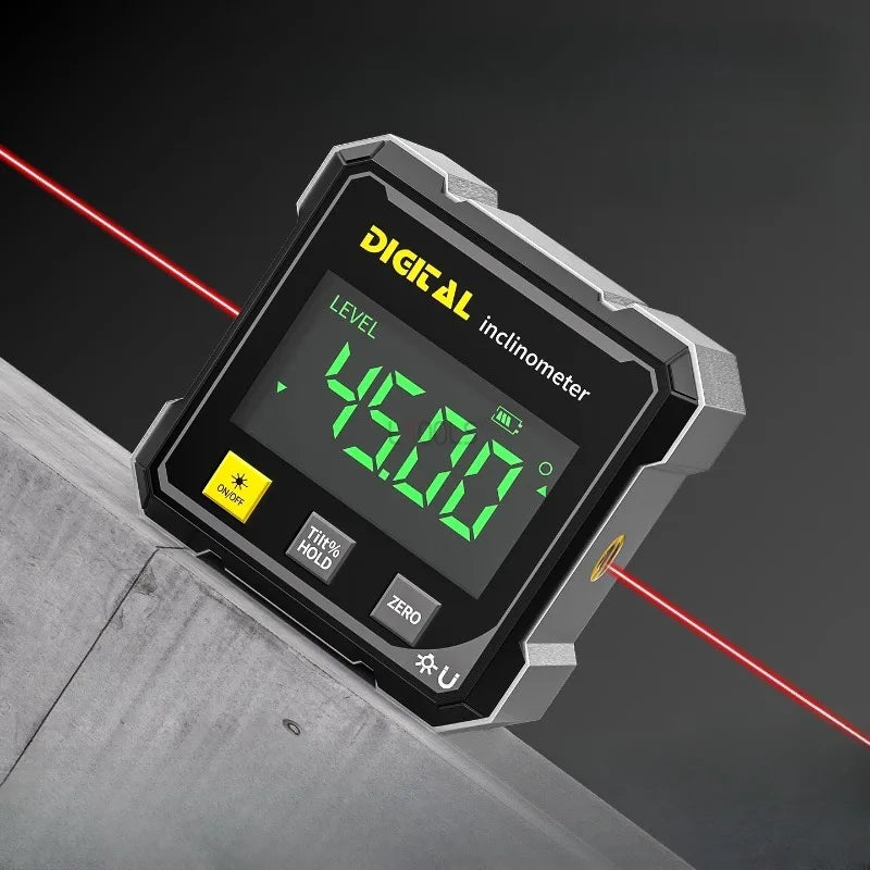 4-Side Magnetic Digital Angle Gauge with Laser Electronic Protractor Horizontometer Inclinometer Angle Ruler Slope Measuring