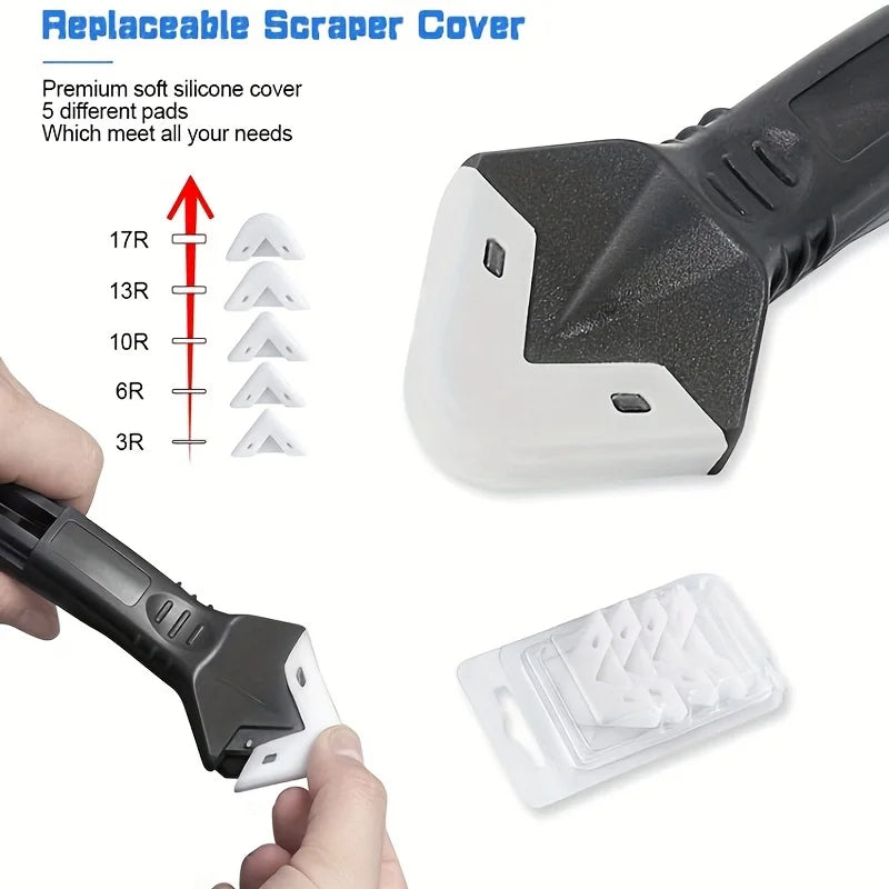3 in 1 Silicone Scraper Sealant Smooth Remover Tools Set Caulking Finisher Smooth Grout Kit Floor Mould Removal Hand Tools Set