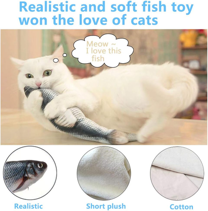 Cat Toys Flopping Fish with Catnip, Moving Cat Toy Interactive for Indoor Cats, Kitten Kicker Floppy Dog Toy, 11