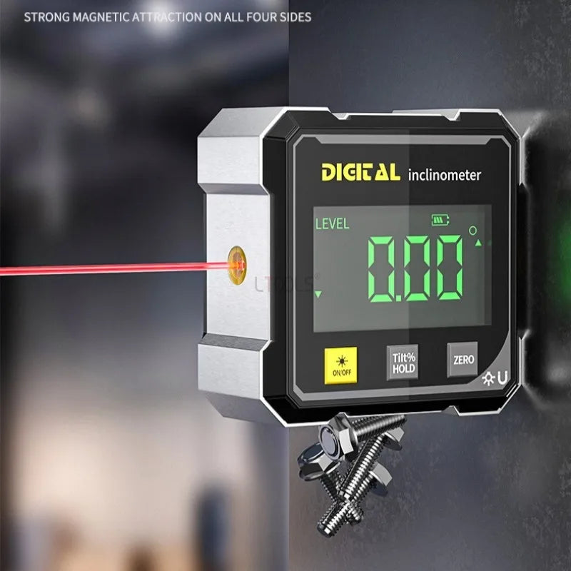 4-Side Magnetic Digital Angle Gauge with Laser Electronic Protractor Horizontometer Inclinometer Angle Ruler Slope Measuring