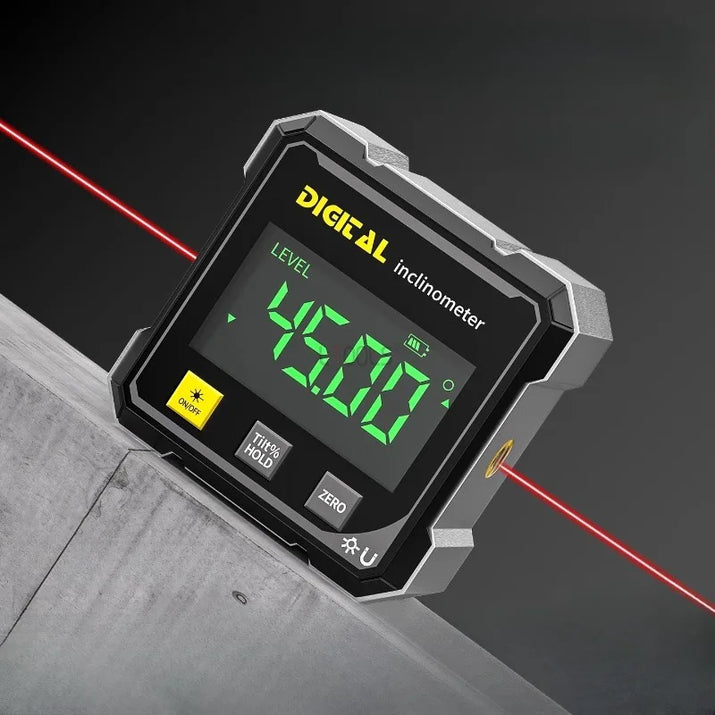 4-Side Magnetic Digital Angle Gauge with Laser Electronic Protractor Horizontometer Inclinometer Angle Ruler Slope Measuring
