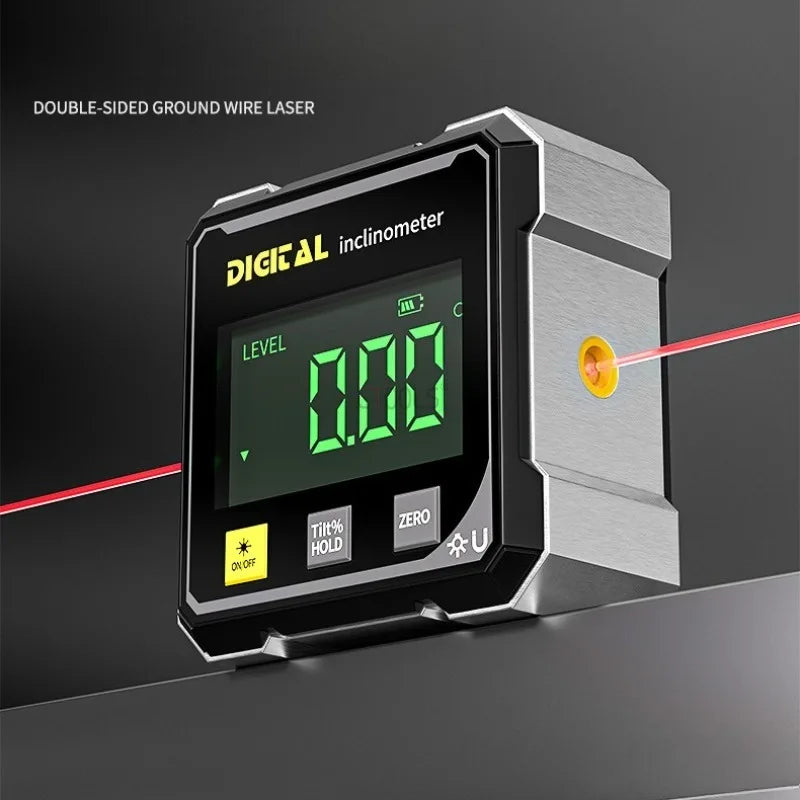 4-Side Magnetic Digital Angle Gauge with Laser Electronic Protractor Horizontometer Inclinometer Angle Ruler Slope Measuring