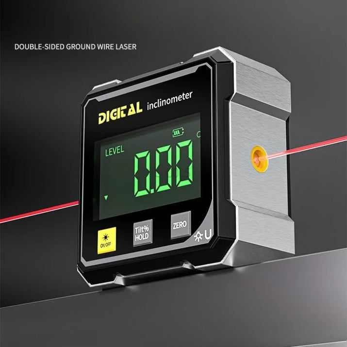 4-Side Magnetic Digital Angle Gauge with Laser Electronic Protractor Horizontometer Inclinometer Angle Ruler Slope Measuring