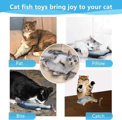Cat Toys Flopping Fish with Catnip, Moving Cat Toy Interactive for Indoor Cats, Kitten Kicker Floppy Dog Toy, 11